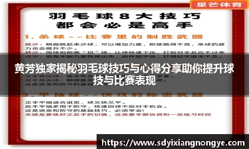 黄芳独家揭秘羽毛球技巧与心得分享助你提升球技与比赛表现